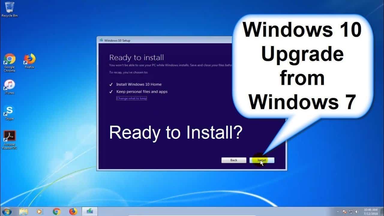 Upgrading from Windows 7 to Windows 10 Pro